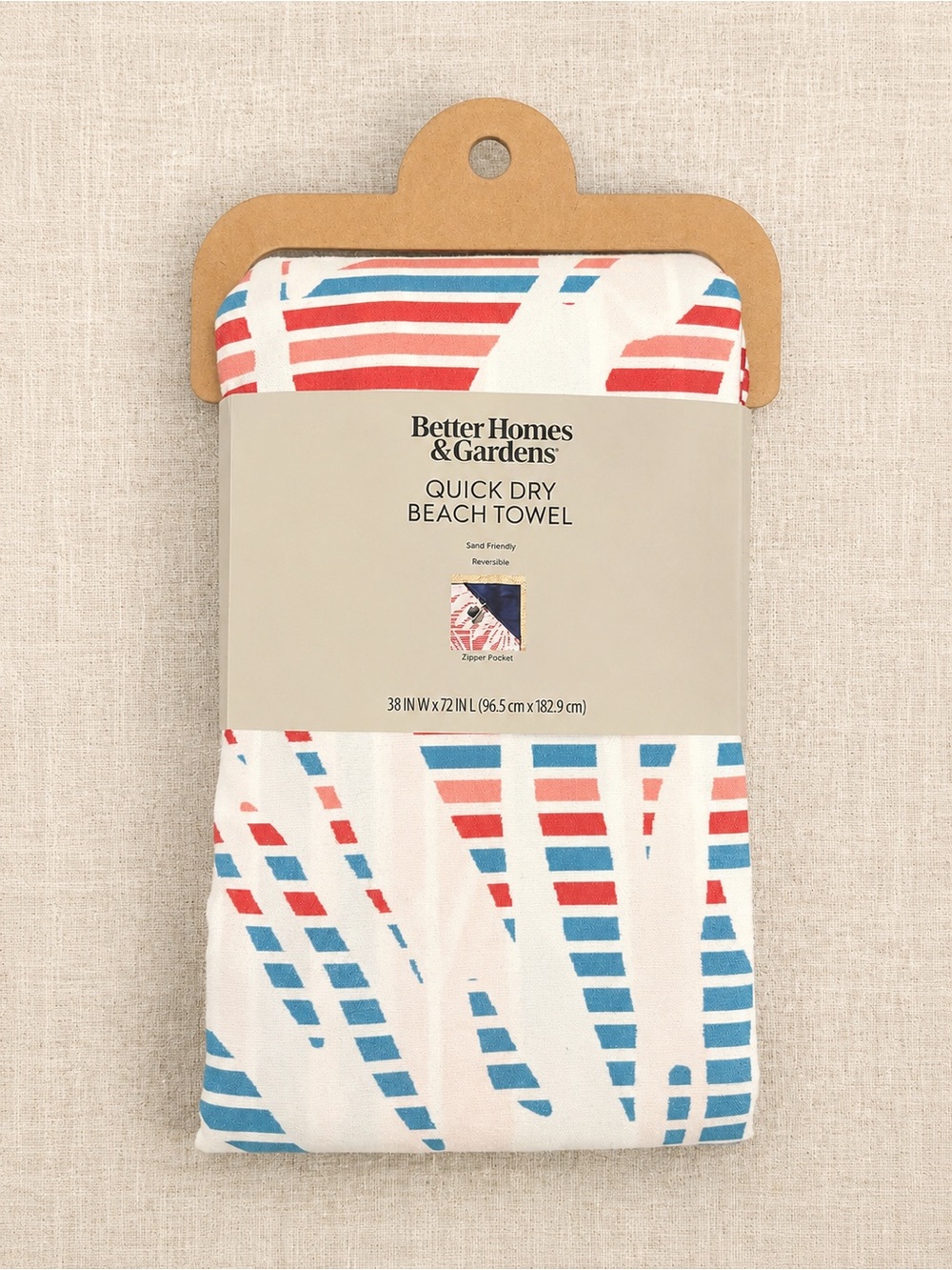 Better Homes & Gardens Quick Dry Beach Towel w/ Zipper Pocket Reversible 🌊